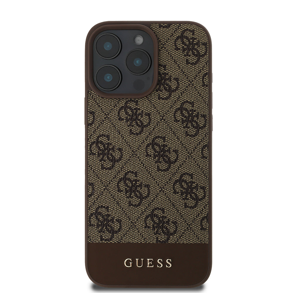 Apple iPhone 16 Pro Max Case Guess Original Licensed PU Leather Stripe Logo Design Cover Black