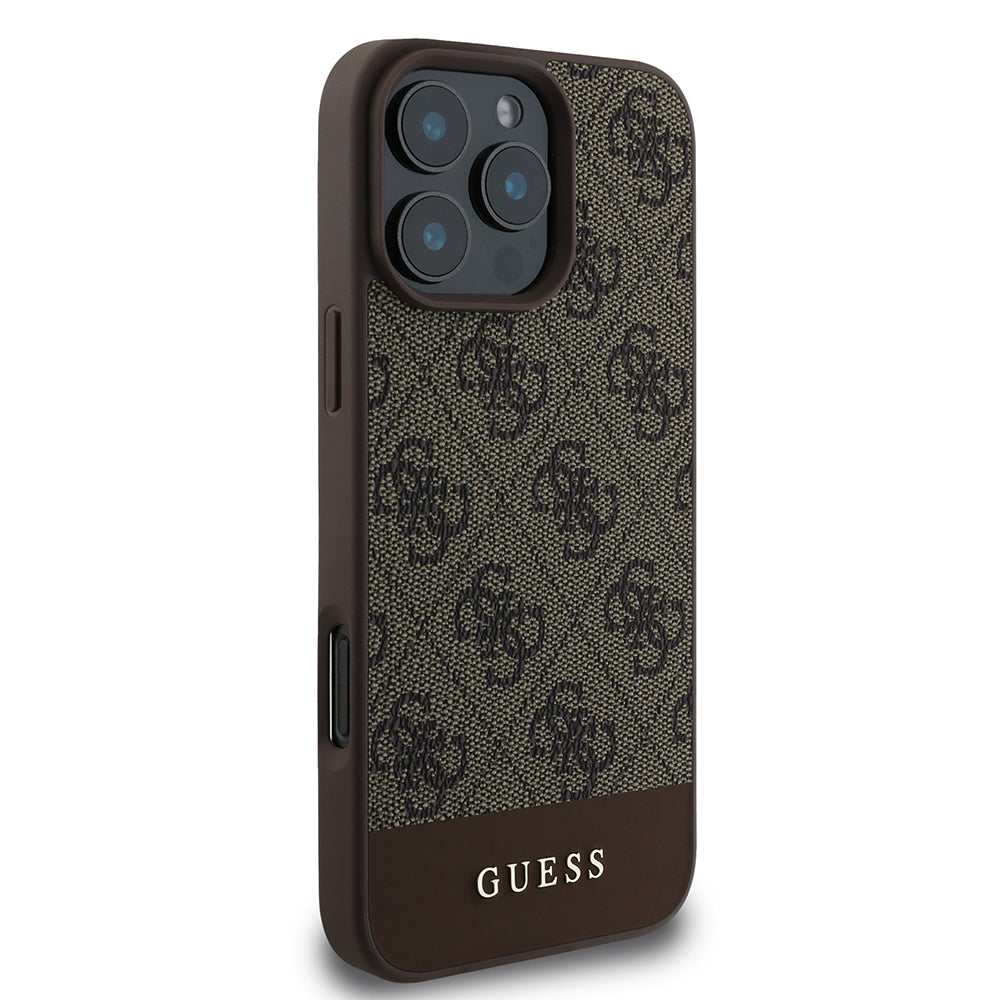 Apple iPhone 16 Pro Max Case Guess Original Licensed PU Leather Stripe Logo Design Cover Black