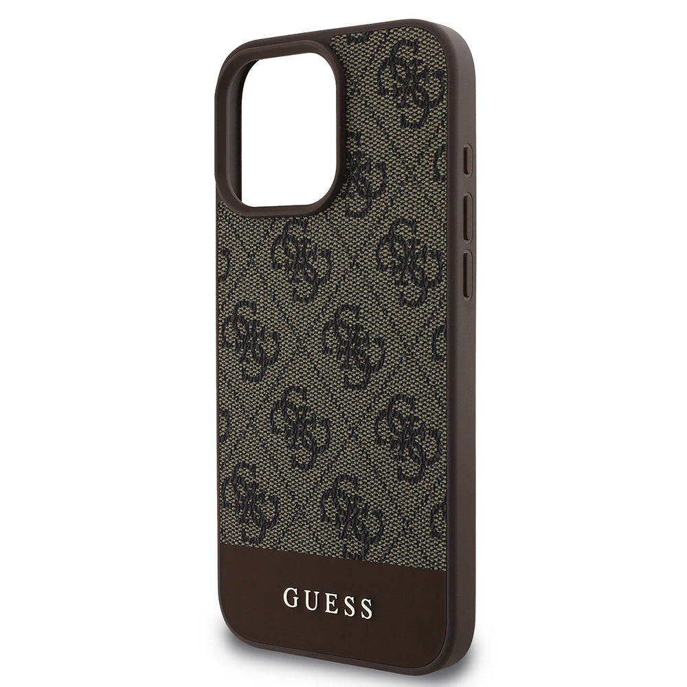 Apple iPhone 16 Pro Max Case Guess Original Licensed PU Leather Stripe Logo Design Cover Pink