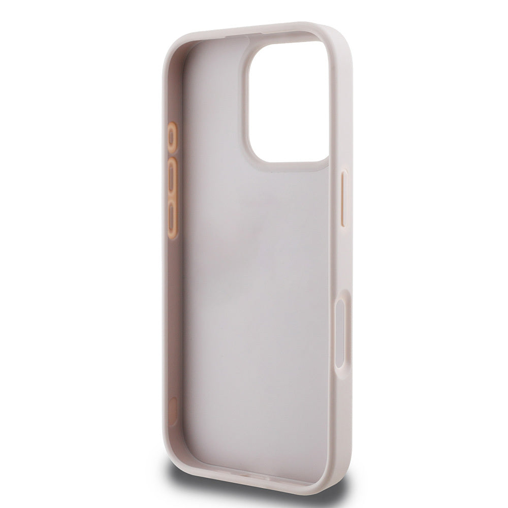 Apple iPhone 16 Pro Max Case Guess Original Licensed PU Leather Stone Triangle Logo 4G Patterned Strass Cover Brown