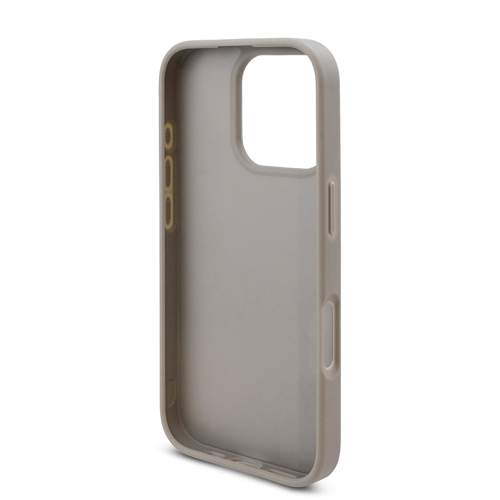 Apple iPhone 16 Pro Max Case Guess Original Licensed Stone Back Surface Triangle Logo Cover Gold