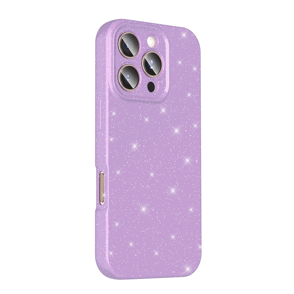 Apple iPhone 16 Pro Max Case Camera Protection Glitter Luxury Zore Cotton Cover Lilac 