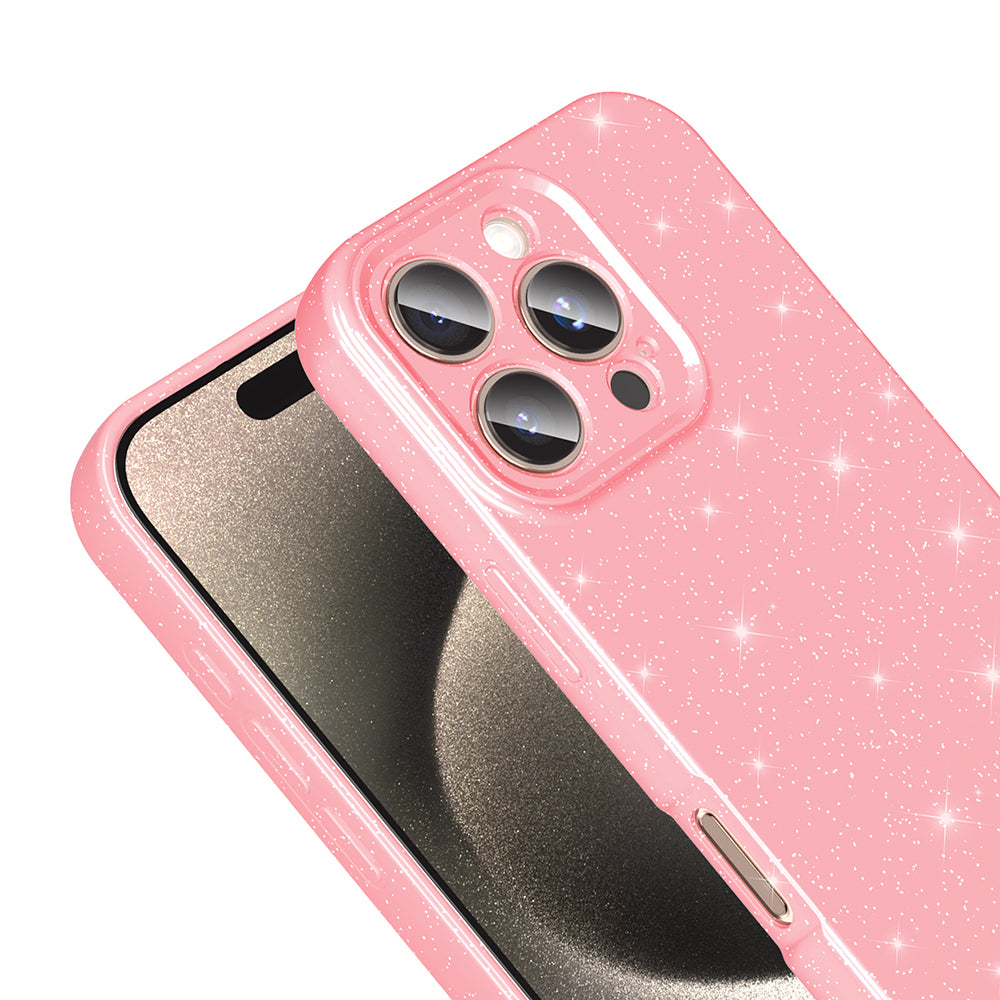 Apple iPhone 16 Pro Max Case Camera Protection Glitter Luxury Zore Cotton Cover Light Pink 