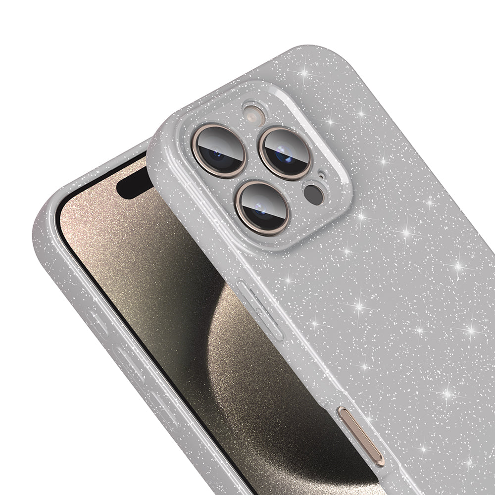 Apple iPhone 16 Pro Max Case Camera Protection Glitter Luxury Zore Cotton Cover Lilac 