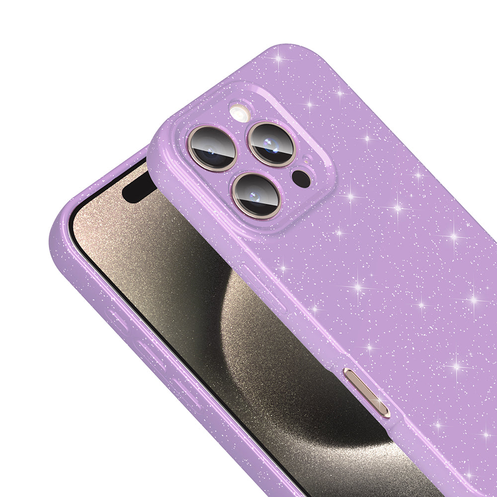 Apple iPhone 16 Pro Max Case Camera Protection Glitter Luxury Zore Cotton Cover Silver 