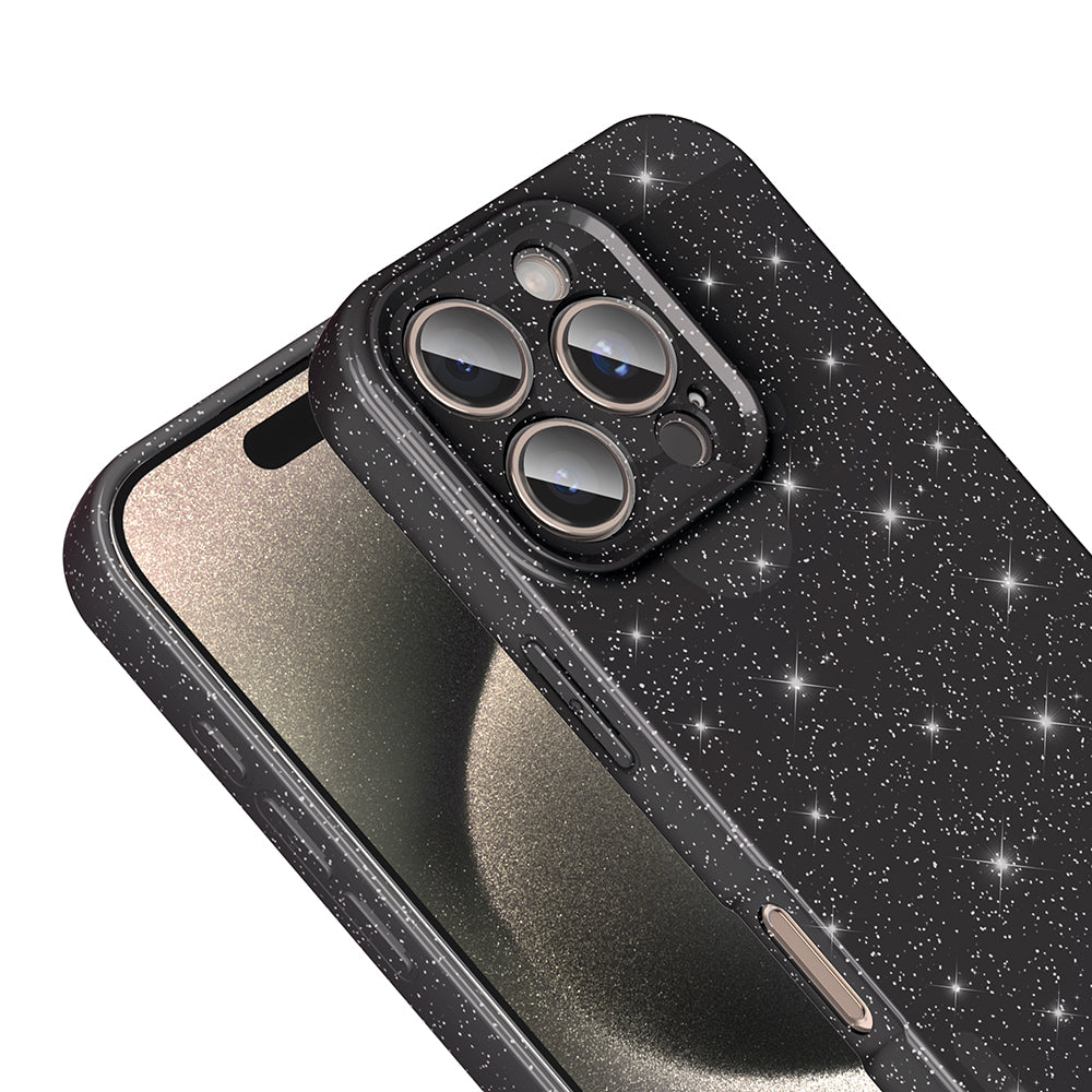 Apple iPhone 16 Pro Max Case Camera Protection Glitter Luxury Zore Cotton Cover Silver 