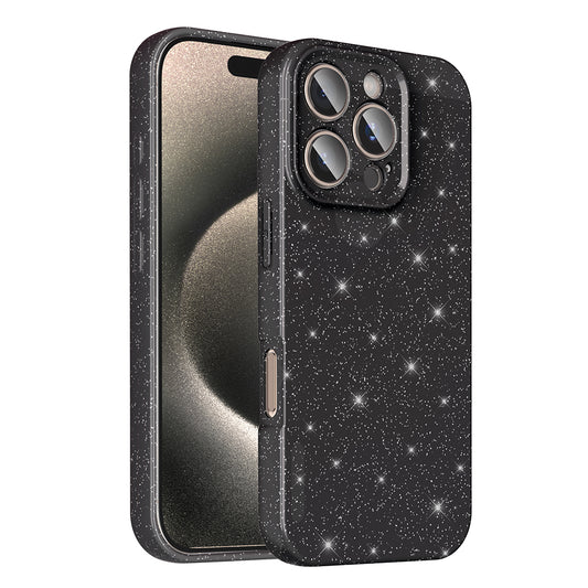 Apple iPhone 16 Pro Max Case Camera Protection Glitter Luxury Zore Cotton Cover Black 