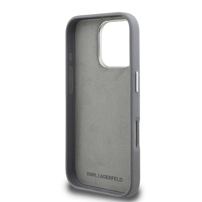Apple iPhone 16 Pro Max Kılıf Karl Lagerfeld Orjinal Lisanslı K&C Heads Pin Kapak Siyah
