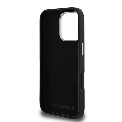Apple iPhone 16 Pro Max Kılıf Karl Lagerfeld Orjinal Lisanslı K&C Heads Pin Kapak Gri