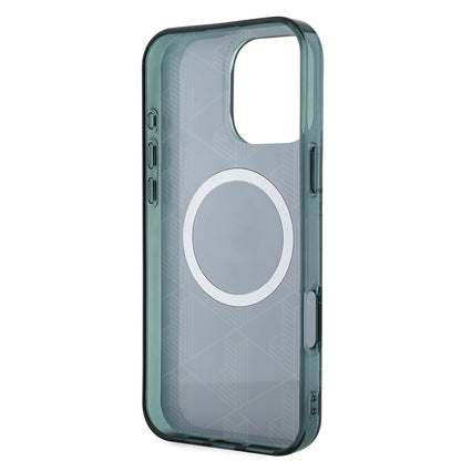 Apple iPhone 16 Pro Max Kılıf Lacoste Orjinal Lisanslı M-safe Şarj Özellikli IML Baskılı Gümüş Timsah Logolu Monogram Kapak Yeşil