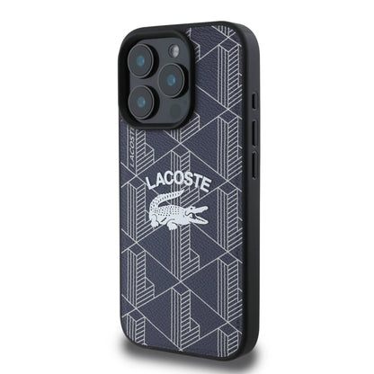 Apple iPhone 16 Pro Max Kılıf Lacoste Orjinal Lisanslı M-safe Şarj Özellikli Mono Vintage Logo Kapak Lacivert