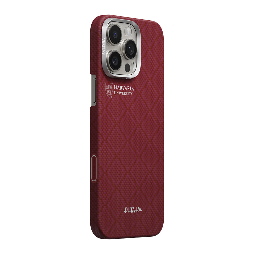 Apple iPhone 16 Pro Max Kılıf M-safe Şarj Özellikli Aramid Fiber Pitaka Harvard University Serisi Kapak