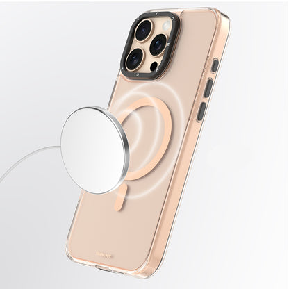Apple iPhone 16 Pro Max Kılıf M-safe Şarj Özellikli Cam Arka Yüzey TPU Youngkit Gemstone Clear Serisi Kapak Siyah