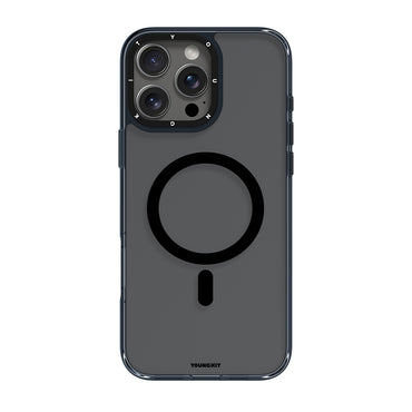 Apple iPhone 16 Pro Max Kılıf M-safe Şarj Özellikli Cam Arka Yüzey TPU Youngkit Gemstone Clear Serisi Kapak Gold