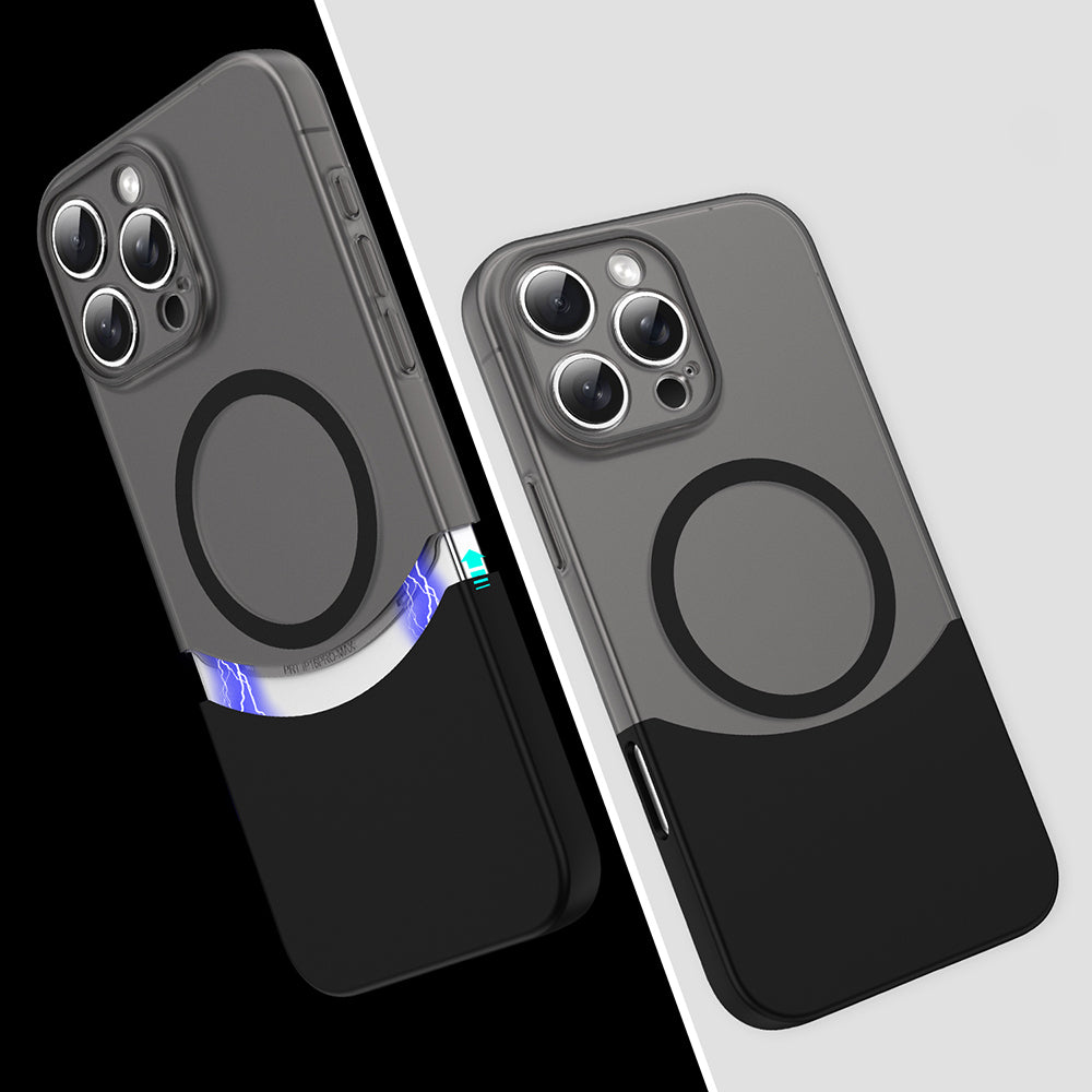 Apple iPhone 16 Pro Max Kılıf M-Safe Şarj Özellikli Mıknatıslı Zore Duble Kapak Siyah