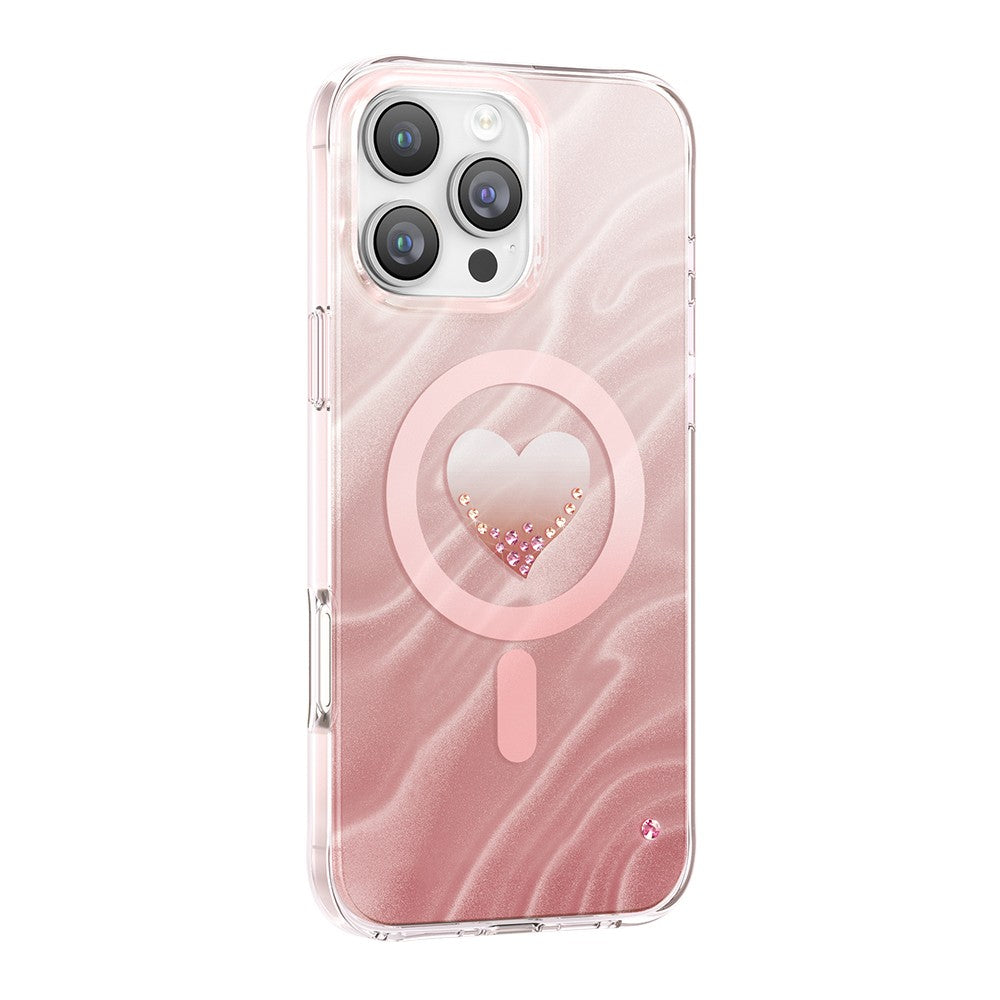 Apple iPhone 16 Pro Max Kılıf M-Safe Şarj Özellikli Orjinal Swarovski Taşlı Zore Paris Rovix Sert PC Kapak