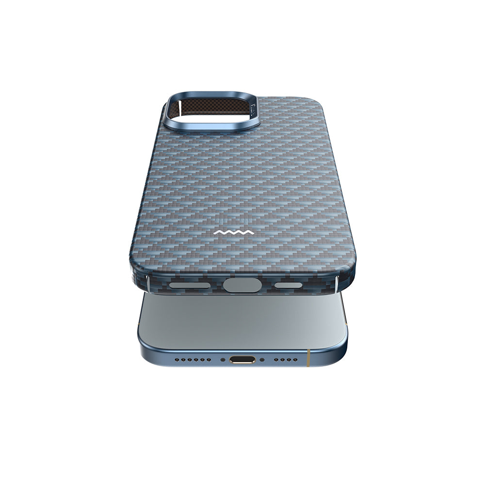 Apple iPhone 16 Pro Max Kılıf M-safe Şarj Özellikli Raptic Aramid Skin Origin Serisi Kapak Lacivert