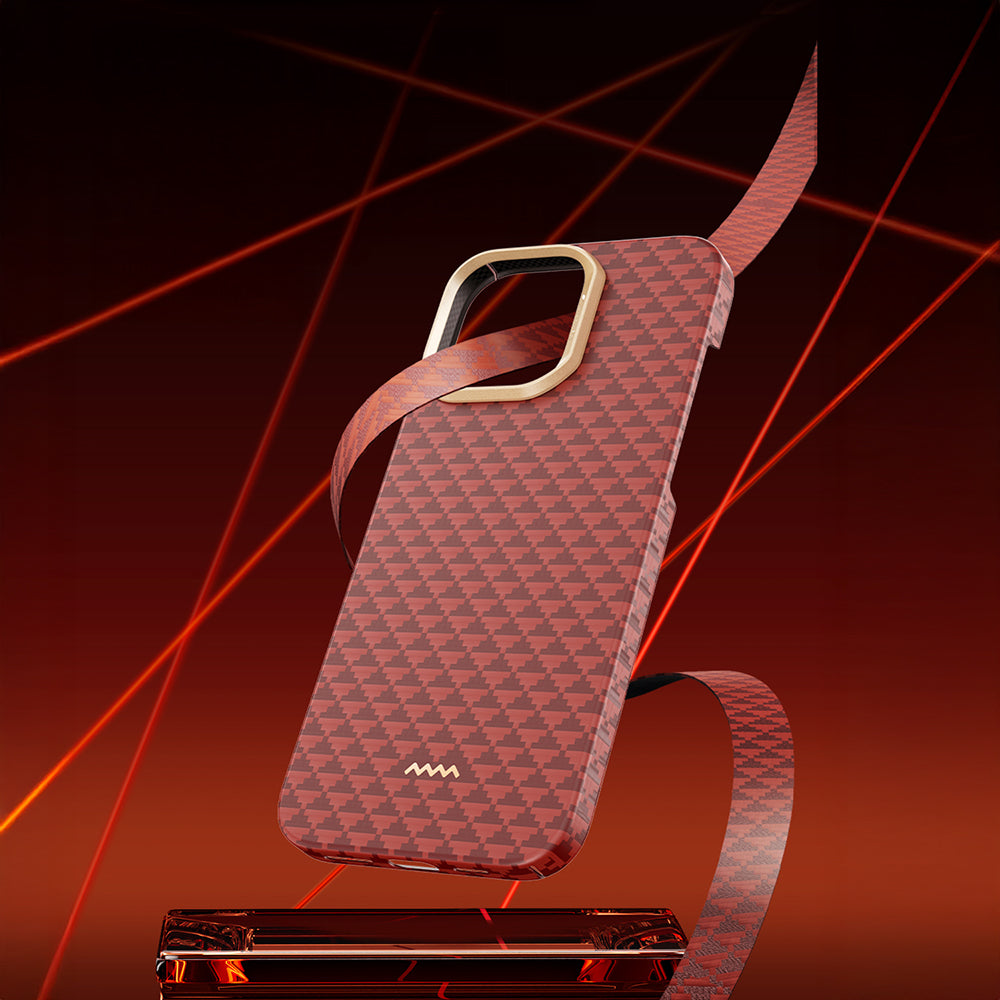 Apple iPhone 16 Pro Max Kılıf M-safe Şarj Özellikli Raptic Aramid Skin Origin Serisi Kapak Kahverengi