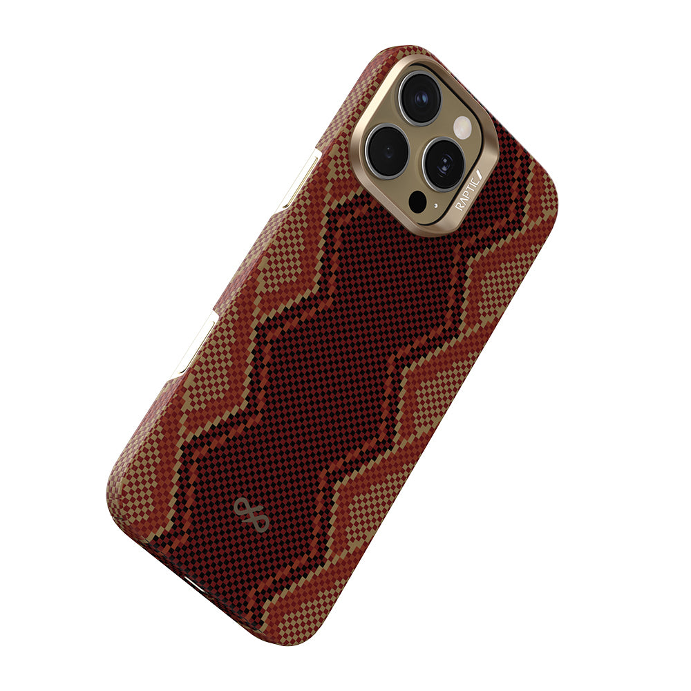 Apple iPhone 16 Pro Max Kılıf M-safe Şarj Özellikli Raptic Aramid Skin Bionic Serisi Kapak Kırmızı