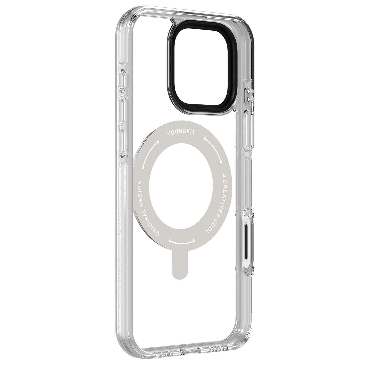 Apple iPhone 16 Pro Max Kılıf M-safe Şarj Özellikli Standlı Aksiyon Butonlu Youngkit Pivot Serisi Kapak Şeffaf