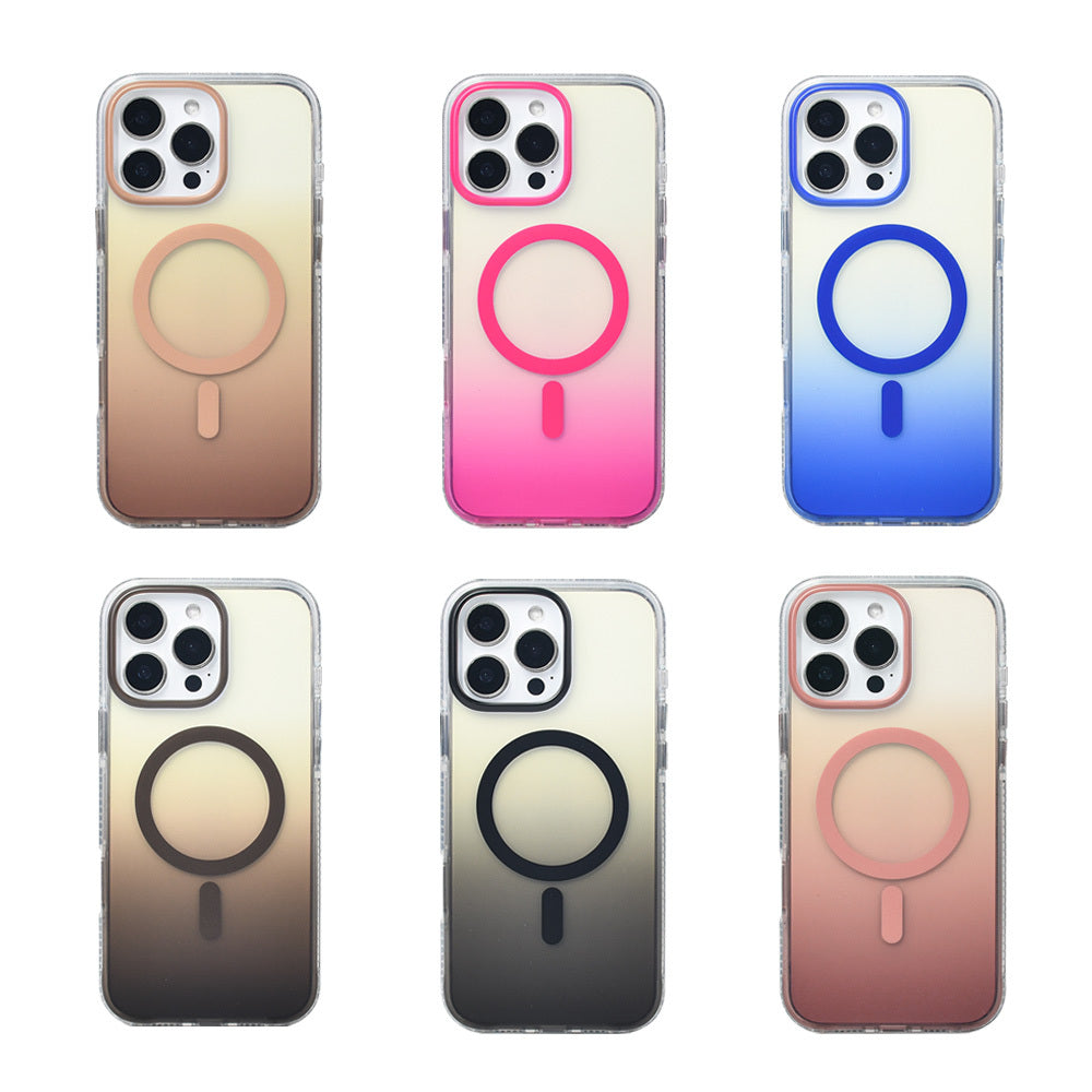 Apple iPhone 16 Pro Max Kılıf M-safe Şarj Özellikli Transparan Renk Geçişli Zore Toros Kapak Mavi