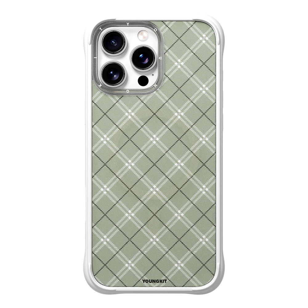 Apple iPhone 16 Pro Max Kılıf M-safe Şarj Özellikli Youngkit Argyle Serisi Kapak Açık Yeşil