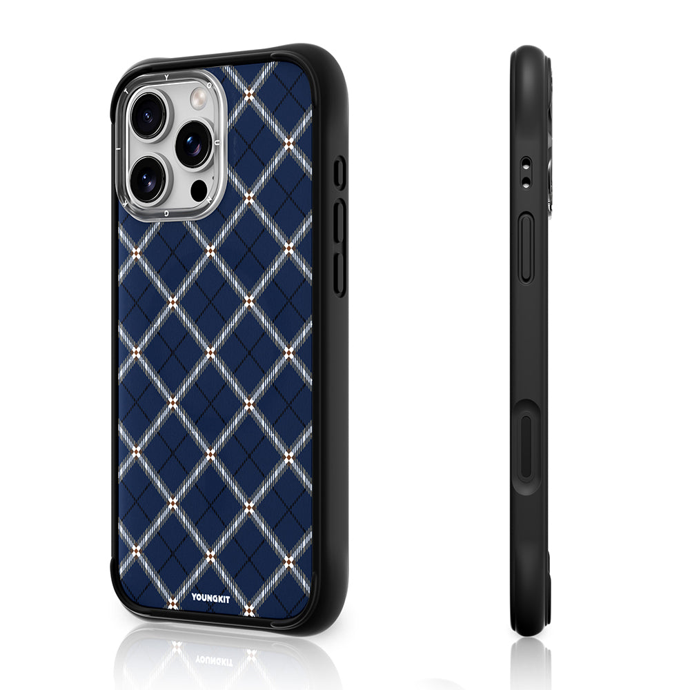 Apple iPhone 16 Pro Max Kılıf M-safe Şarj Özellikli Youngkit Argyle Serisi Kapak Açık Yeşil