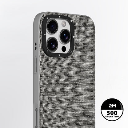 Apple iPhone 16 Pro Max Kılıf M-safe Şarj Özellikli Youngkit Canvas Serisi Kapak Mavi