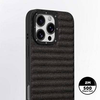 Apple iPhone 16 Pro Max Kılıf M-safe Şarj Özellikli Youngkit Canvas Serisi Kapak Mürdüm