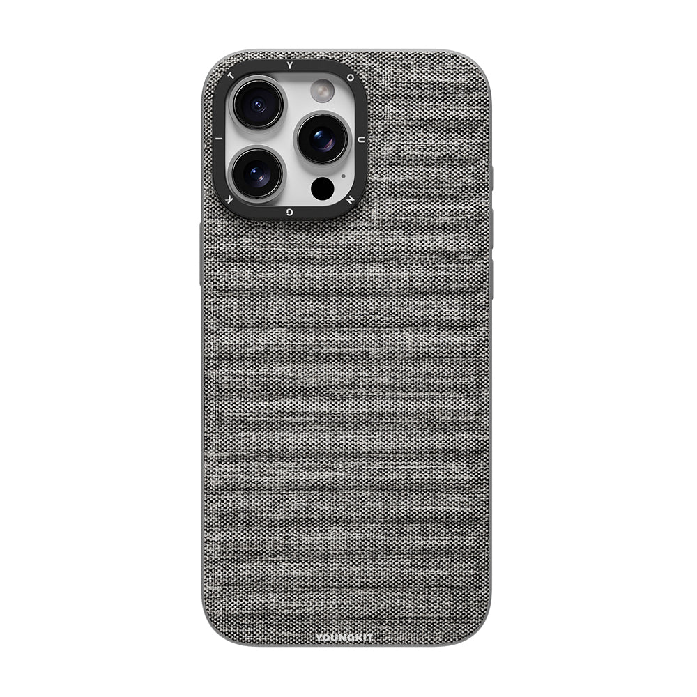 Apple iPhone 16 Pro Max Kılıf M-safe Şarj Özellikli Youngkit Canvas Serisi Kapak Gri