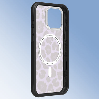 Apple iPhone 16 Pro Max Kılıf M-safe Şarj Özellikli Youngkit Leopard Serisi Kapak Mor