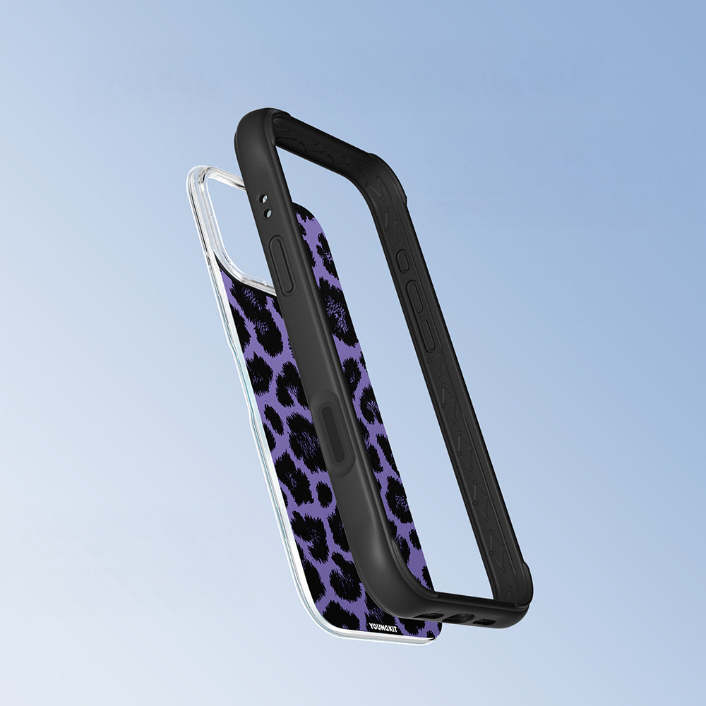 Apple iPhone 16 Pro Max Kılıf M-safe Şarj Özellikli Youngkit Leopard Serisi Kapak Mor