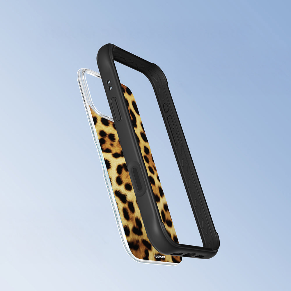 Apple iPhone 16 Pro Max Kılıf M-safe Şarj Özellikli Youngkit Leopard Serisi Kapak Siyah