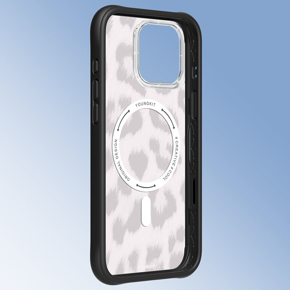 Apple iPhone 16 Pro Max Kılıf M-safe Şarj Özellikli Youngkit Leopard Serisi Kapak Siyah