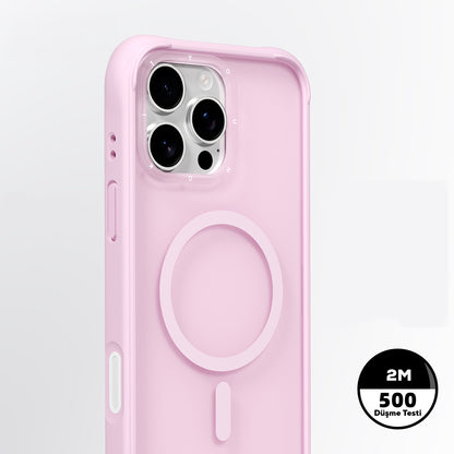 Apple iPhone 16 Pro Max Kılıf M-safe Şarj Özellikli Youngkit Macaroon Serisi Kapak Yeşil