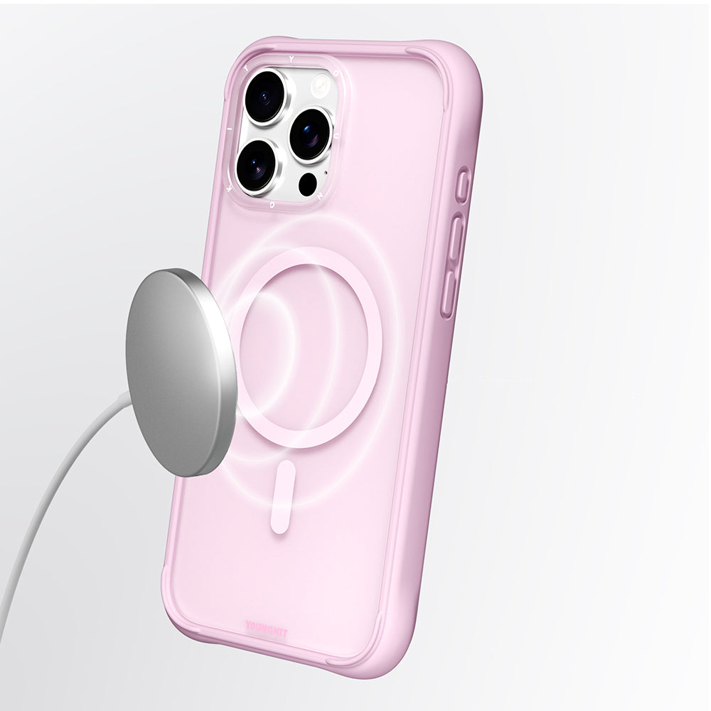 Apple iPhone 16 Pro Max Kılıf M-safe Şarj Özellikli Youngkit Macaroon Serisi Kapak Mavi