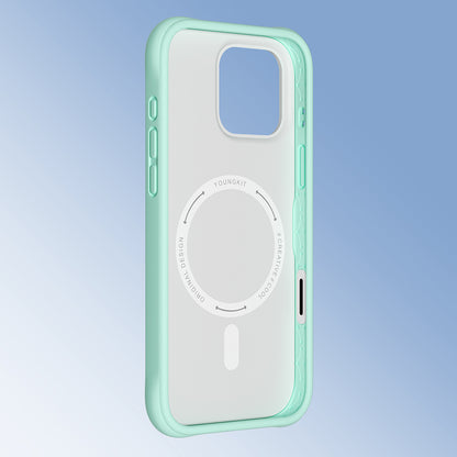 Apple iPhone 16 Pro Max Kılıf M-safe Şarj Özellikli Youngkit Macaroon Serisi Kapak Yeşil