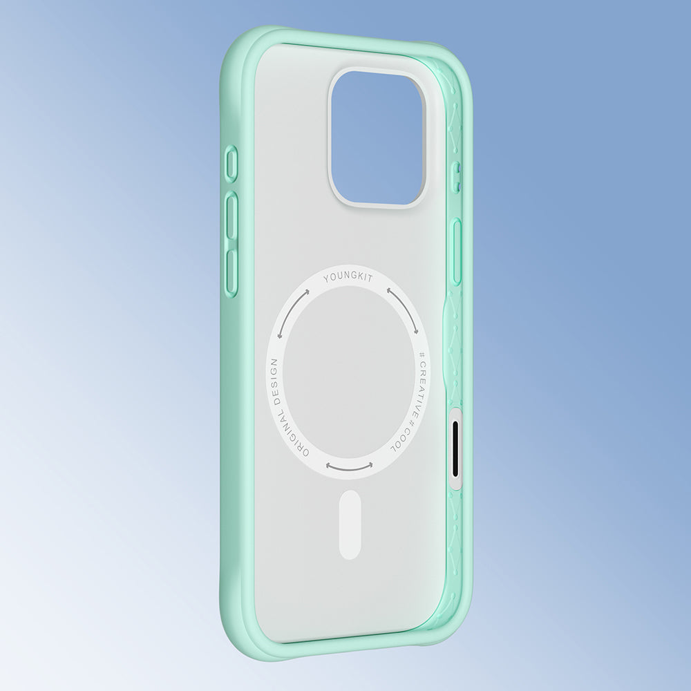 Apple iPhone 16 Pro Max Kılıf M-safe Şarj Özellikli Youngkit Macaroon Serisi Kapak Mavi