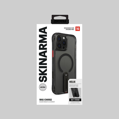 Apple iPhone 16 Pro Max Kılıf M-safe Şarj Özellikli 360 Derece Dönebilen Standlı Skinarma Helix Kapak Siyah