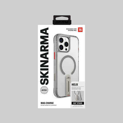 Apple iPhone 16 Pro Max Kılıf M-safe Şarj Özellikli 360 Derece Dönebilen Standlı Skinarma Helix Kapak Siyah