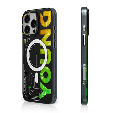 Apple iPhone 16 Pro Max Kılıf M-safe Şarj Özellikli Airbagli Çift Katmanlı Youngkit Future Serisi Kapak Mavi
