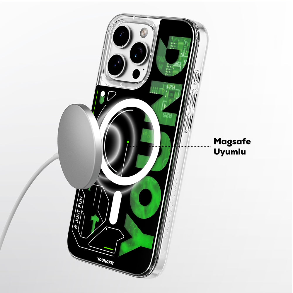 Apple iPhone 16 Pro Max Kılıf M-safe Şarj Özellikli Airbagli Çift Katmanlı Youngkit Future Streamer Serisi Kapak Mavi