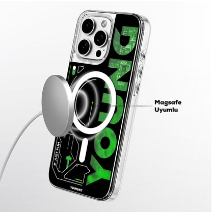 Apple iPhone 16 Pro Max Kılıf M-safe Şarj Özellikli Airbagli Çift Katmanlı Youngkit Future Streamer Serisi Kapak Mavi