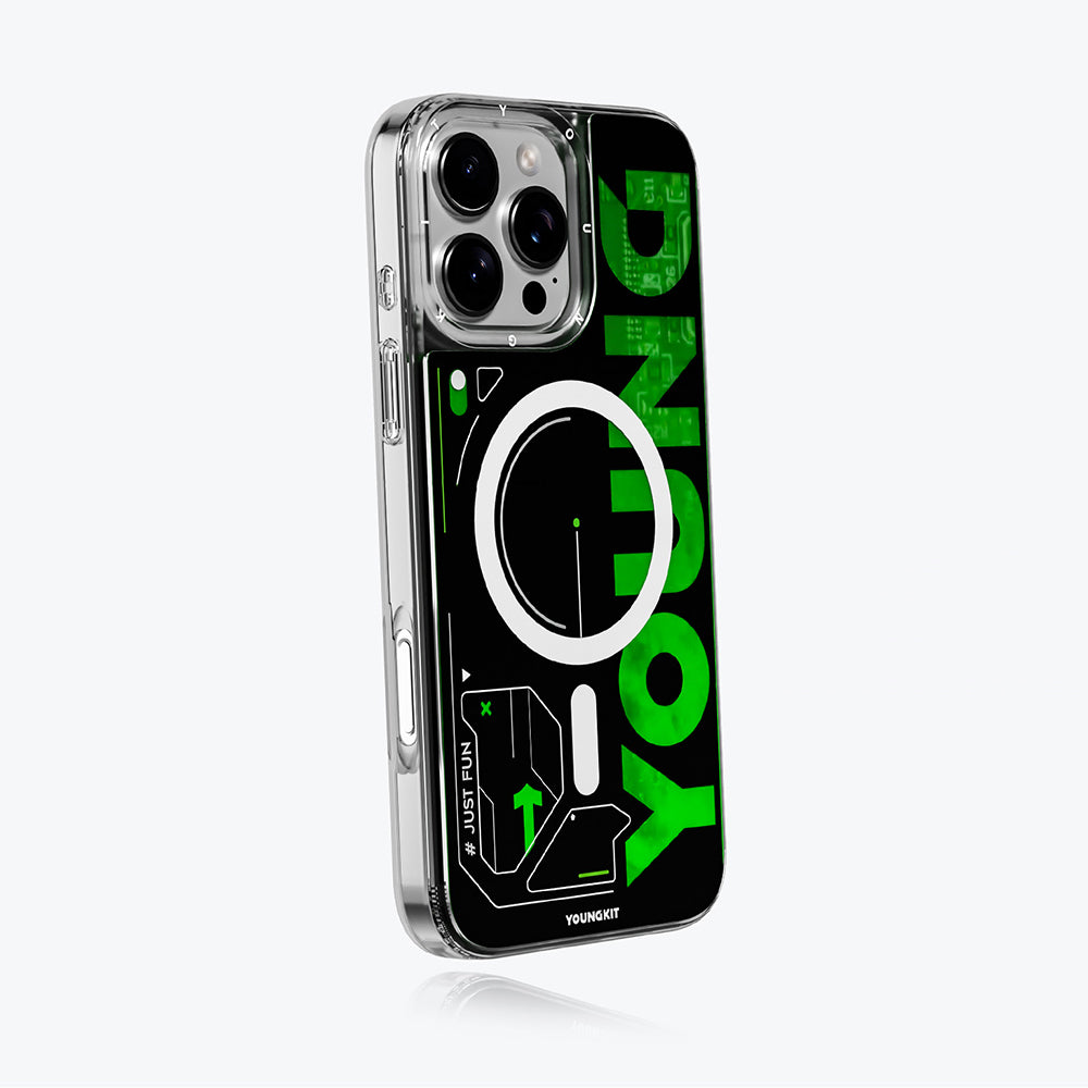 Apple iPhone 16 Pro Max Kılıf M-safe Şarj Özellikli Airbagli Çift Katmanlı Youngkit Future Streamer Serisi Kapak Mavi