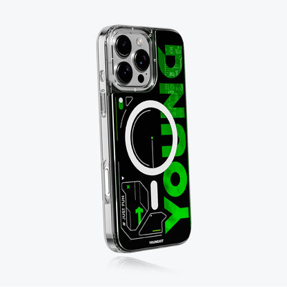 Apple iPhone 16 Pro Max Kılıf M-safe Şarj Özellikli Airbagli Çift Katmanlı Youngkit Future Streamer Serisi Kapak Mavi