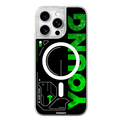 Apple iPhone 16 Pro Max Kılıf M-safe Şarj Özellikli Airbagli Çift Katmanlı Youngkit Future Streamer Serisi Kapak Mavi