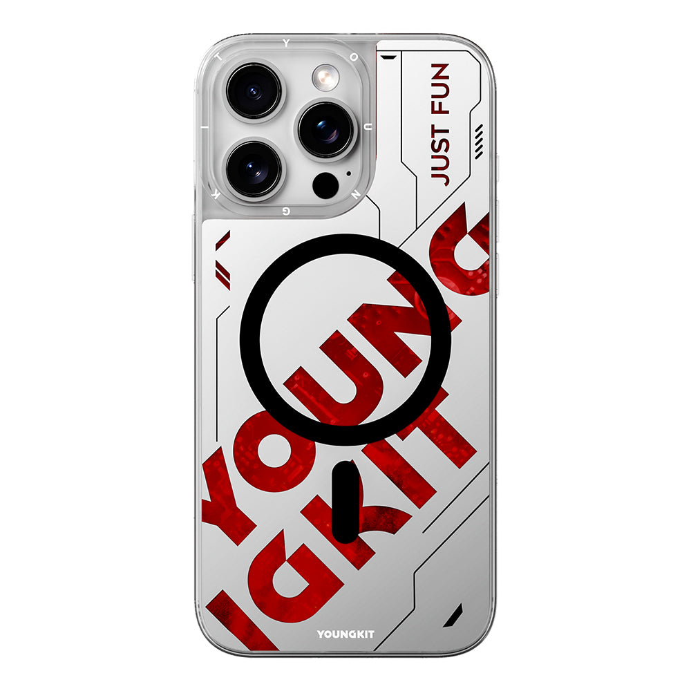 Apple iPhone 16 Pro Max Kılıf M-safe Şarj Özellikli Airbagli Çift Katmanlı Youngkit Future Streamer Serisi Kapak Mavi