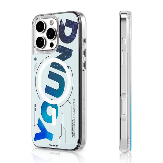 Apple iPhone 16 Pro Max Kılıf M-safe Şarj Özellikli Airbagli Çift Katmanlı Youngkit Future Streamer Serisi Kapak Mavi