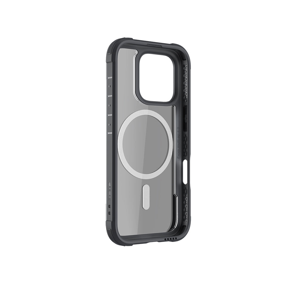 Apple iPhone 16 Pro Max Kılıf M-safe Şarj Özellikli Airbagli Raptic Shield Serisi Şeffaf Arka Yüzey Kapak Kırmızı