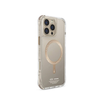 Apple iPhone 16 Pro Max Kılıf M-safe Şarj Özellikli Airbagli Şeffaf SkinArma Saido Prime Kapak Gold
